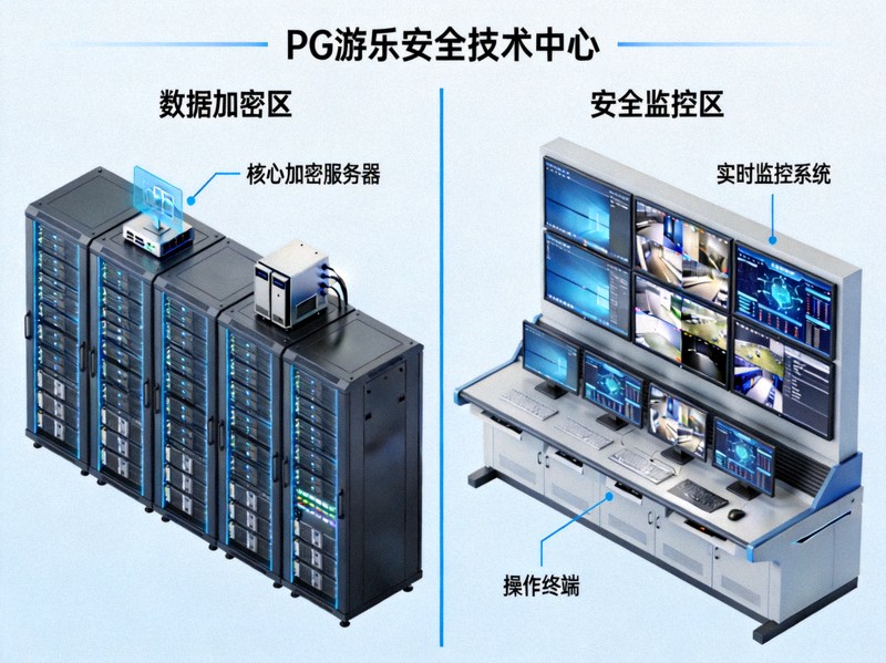 PG娱乐安全技术中心内部示意图 - 展示数据加密与安全监控系统